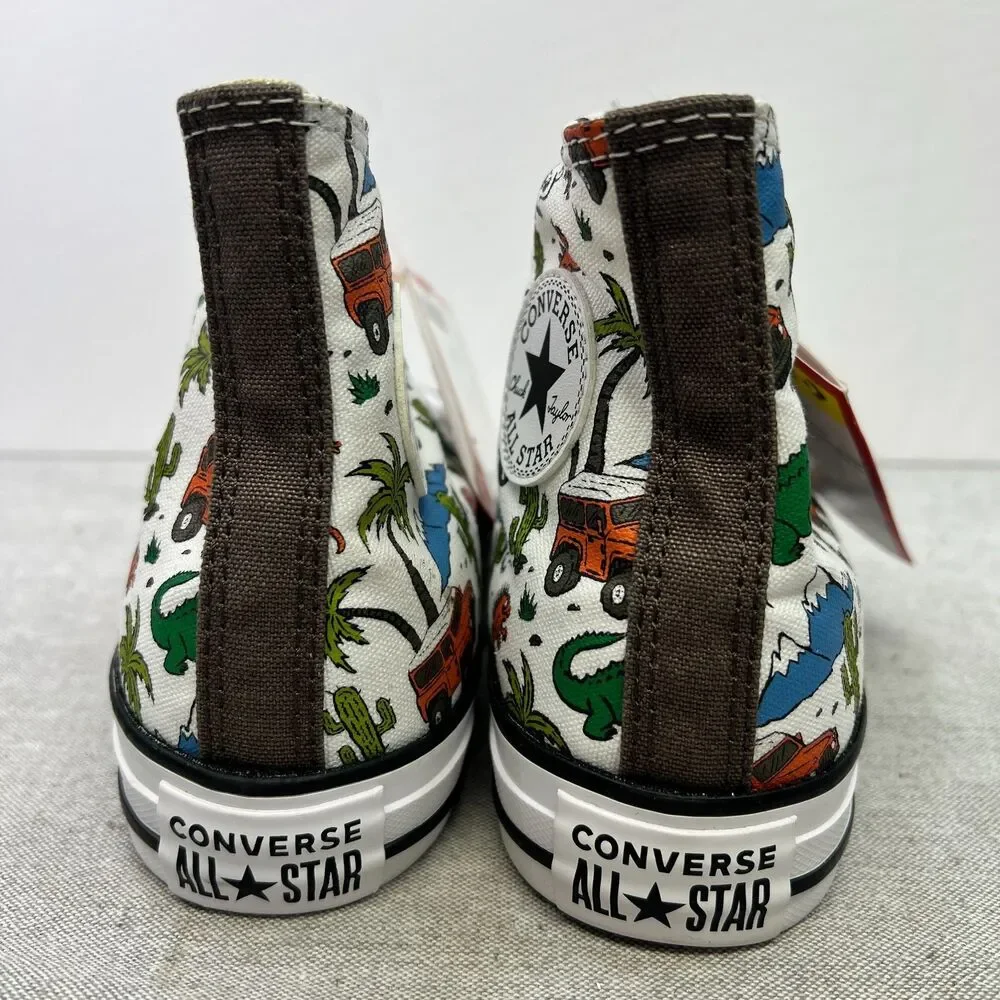 Converse All Star Chuck Taylor HighTop Shoes White Dinosaur Jeep Kids Size 4 NEW